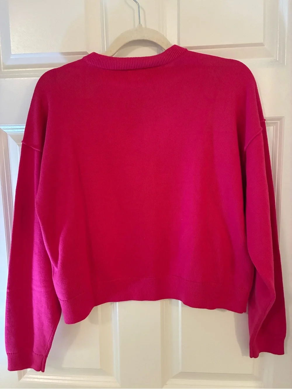 NEW! J. Crew Beach Fuchsia Bright Pink Crewneck Sweater S